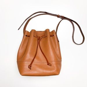 J.Crew Leather Bucket Bag Tan Cognac Brown Purse